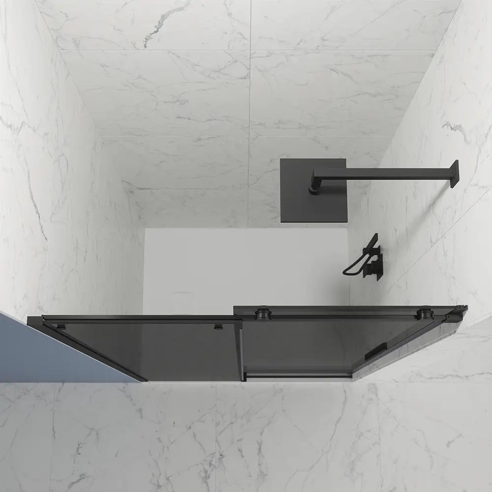 Porta doccia 120cm apertura scorrevole profili nero opaco vetro 8mm fumé h195 | Creta