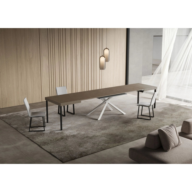 Tavolo allungabile 120/380x90 cm Niket telaio Bianche - Tortora