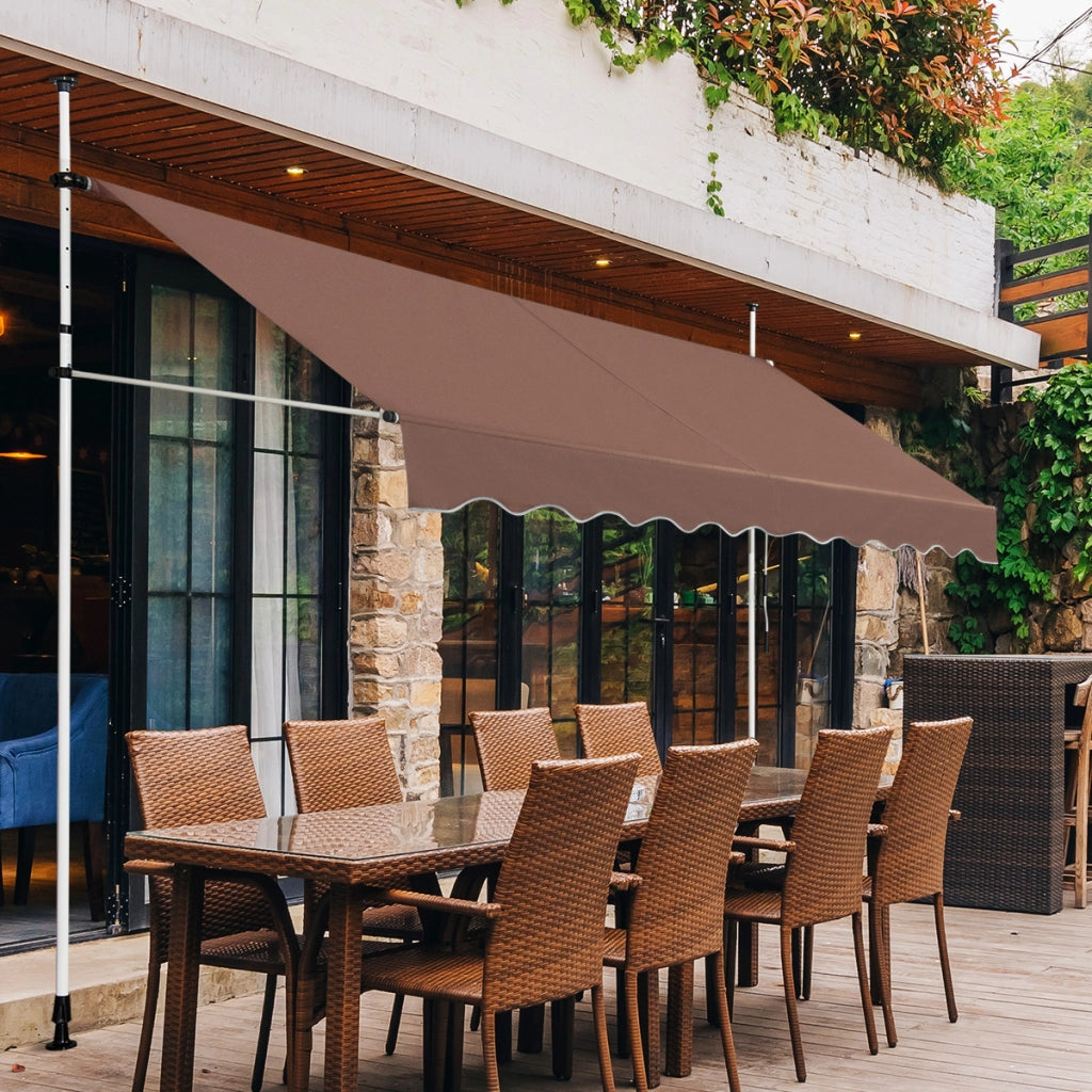 Tenda da sole telescopica e retrattile, Tenda parasole resistente ai raggi UV impermeabile 300 x 120 cm Marrone-Tende parasole