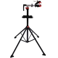 Cavalletto Manutenzione Bici Pieghevole ad Altezza Regolabile con Vassoio Portautensili, 100x100x109-180 cm, Nero
