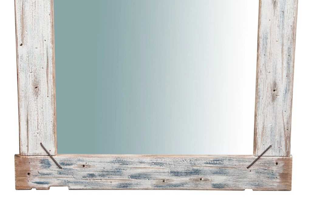 Biscottini Specchio da parete in legno massello L90xPR3,5xH90 cm. effetto antico dipinto
