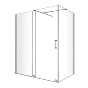 Box Doccia Angolare Con Pannello Fisso Laterale E Porta Frontale Scorrevole Senza Telaio H 200 Cromo Trasparente Cm 75 (73-75) x 150 (146-151)