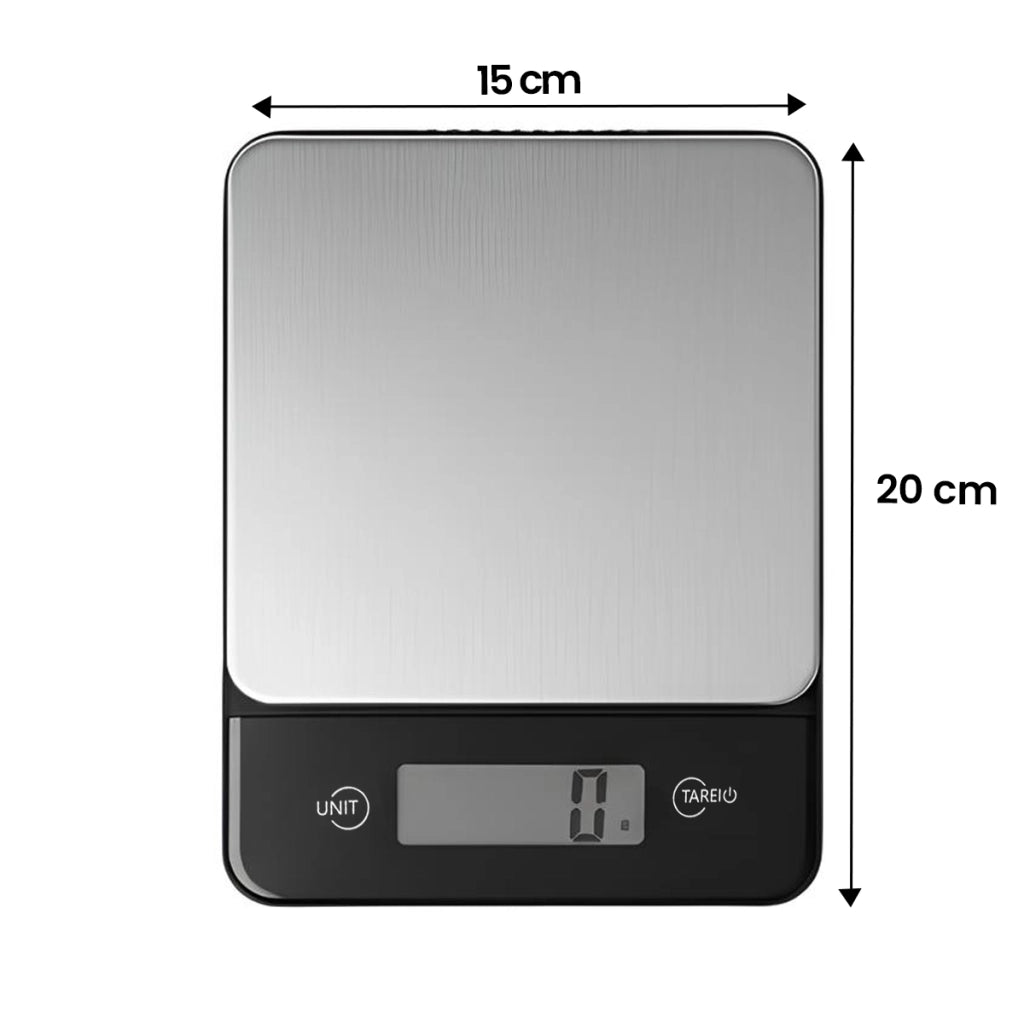 Bilancia da cucina elettronica 5 Kg con tara per ingredienti secchi o liquidi Nero / Argento Avizar