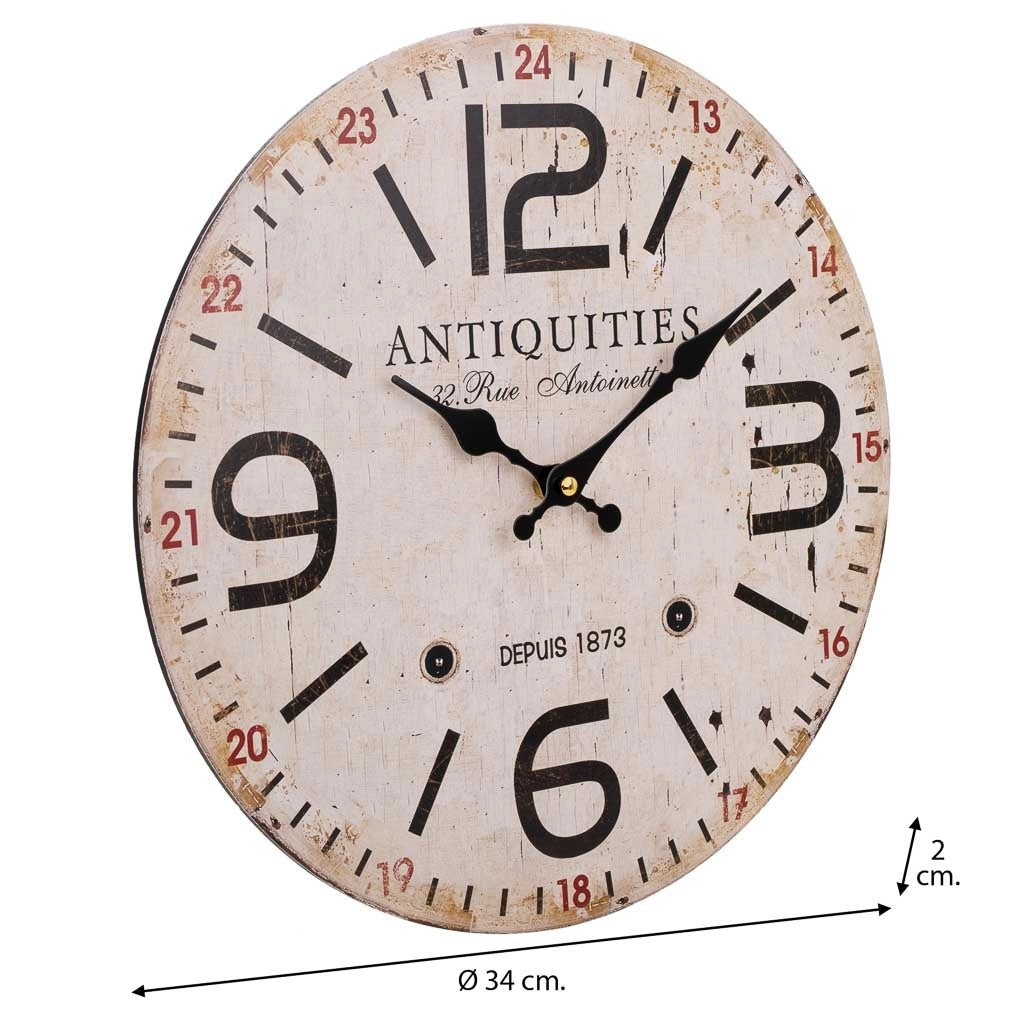 Orologio da parete in legno bianco d34x2h