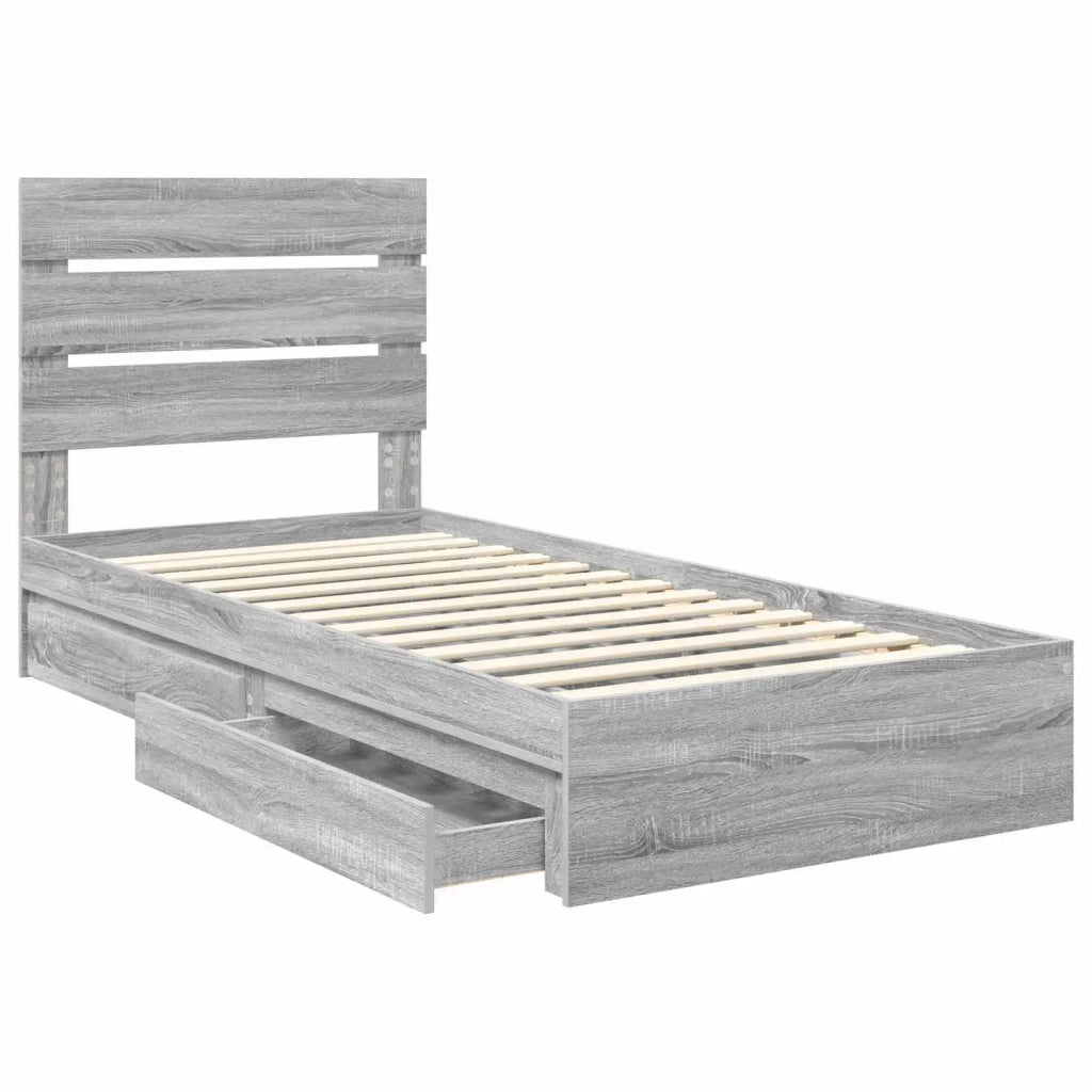 Letto con Contenitore con testiera Grigio Sonoma 90 x 200 cm 3411927
