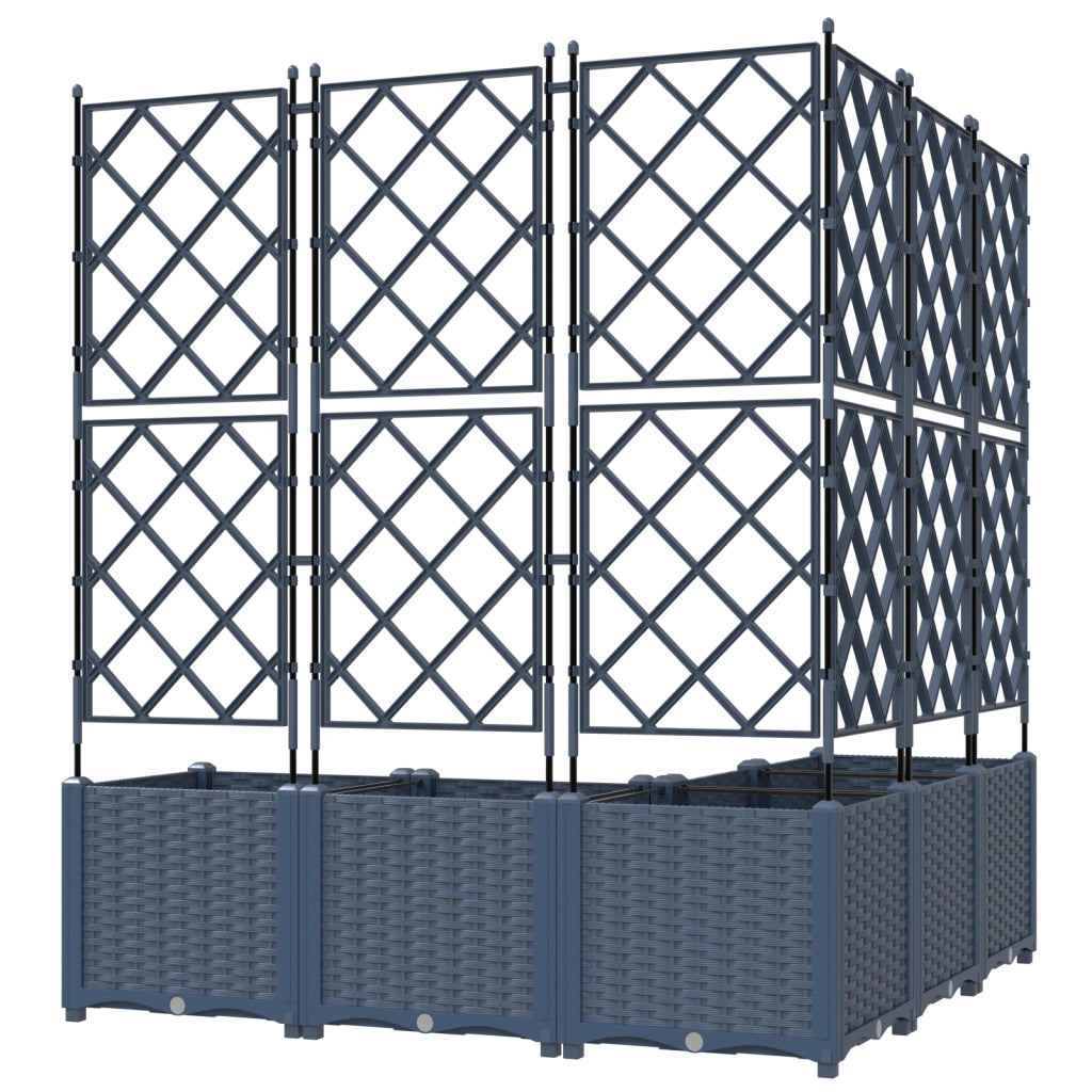 Vaso da Giardino con Traliccio 5 pz Grigio 120x120x143 cm