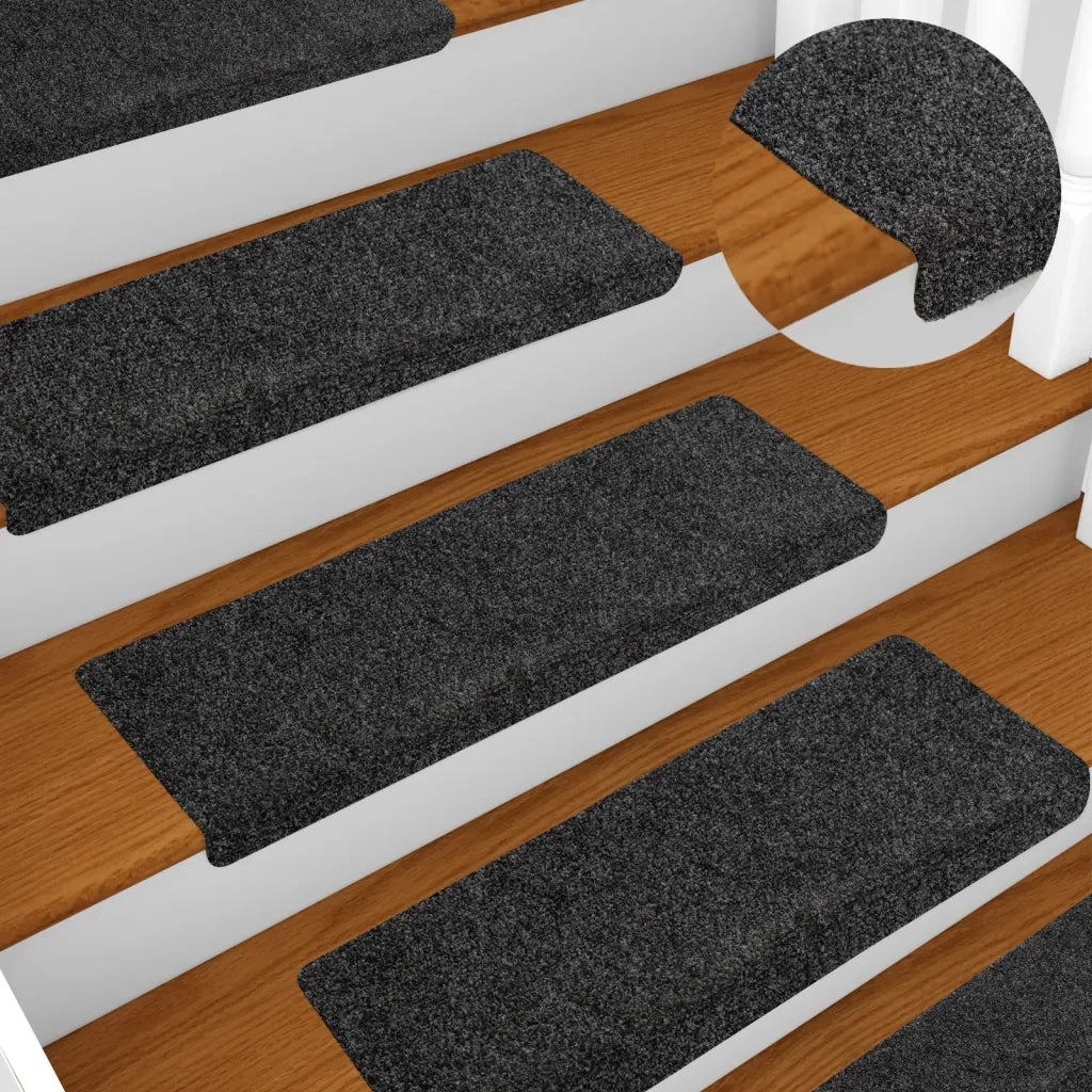 Tappetini per scale autoadesivi 10 pz | Gradini per Scale 65x21x4 cm Grigio Scuro bordo rettangolare