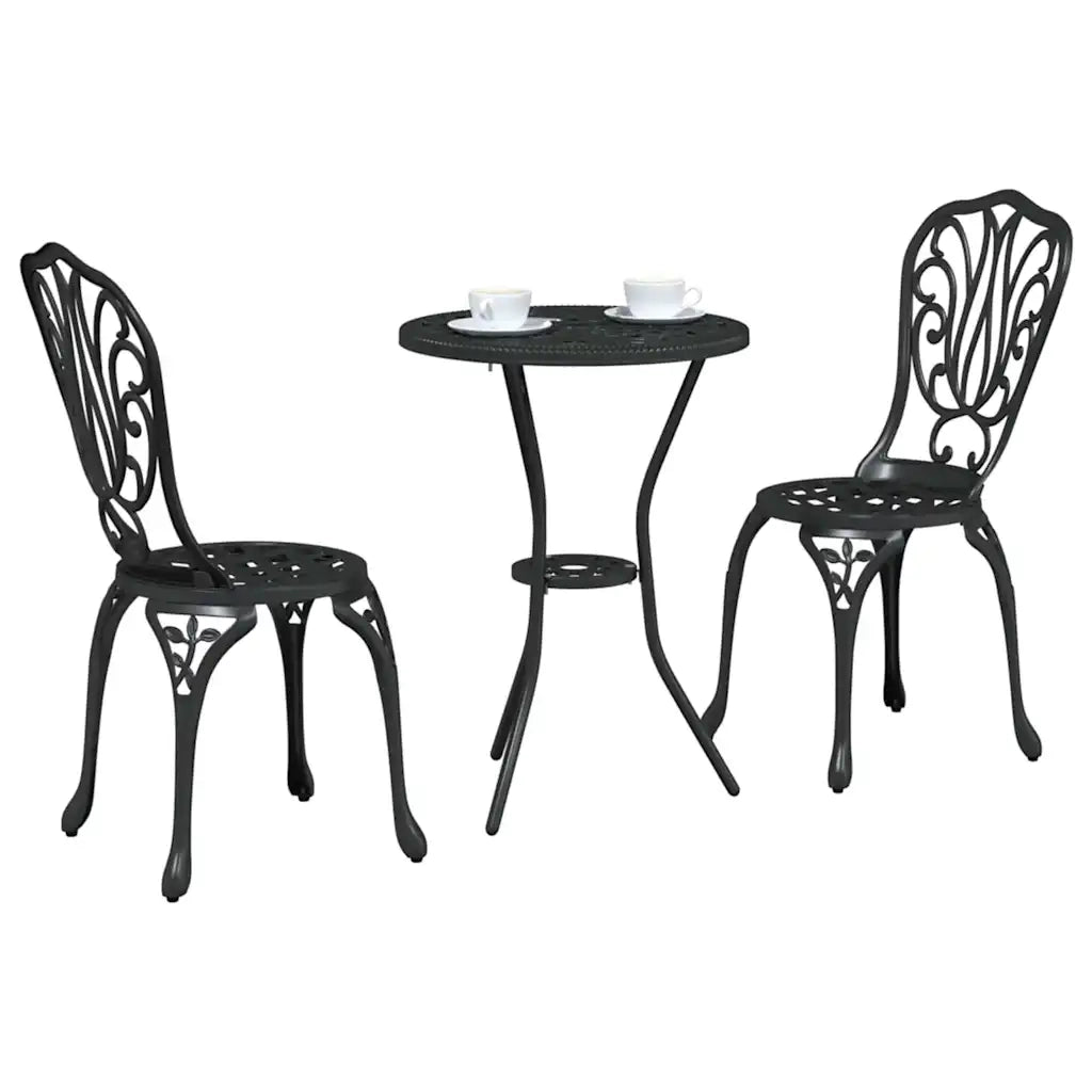 Set Bistro da Giardino 3 pcs Nero Alluminio 42002383