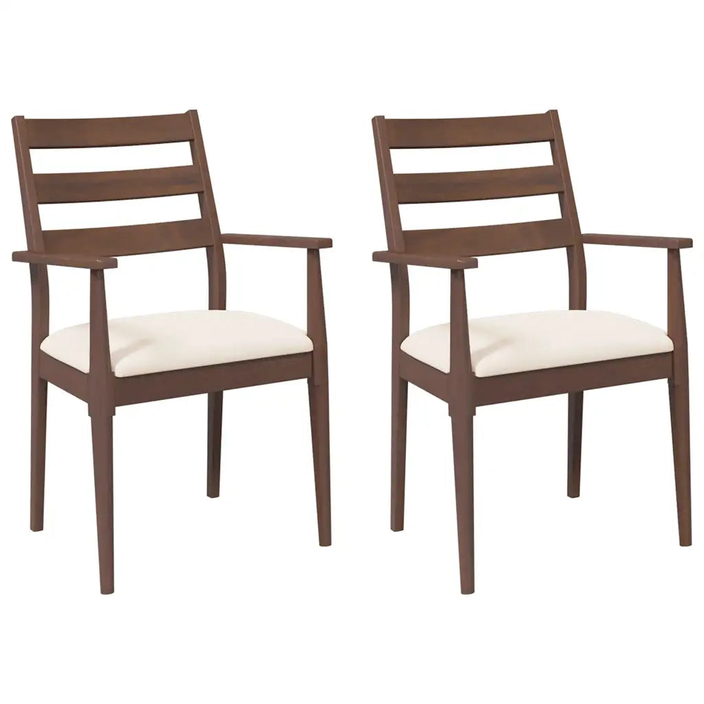 Sedie da Pranzo con Cuscini 2pz Marrone Legno Massello di Hevea 4102471