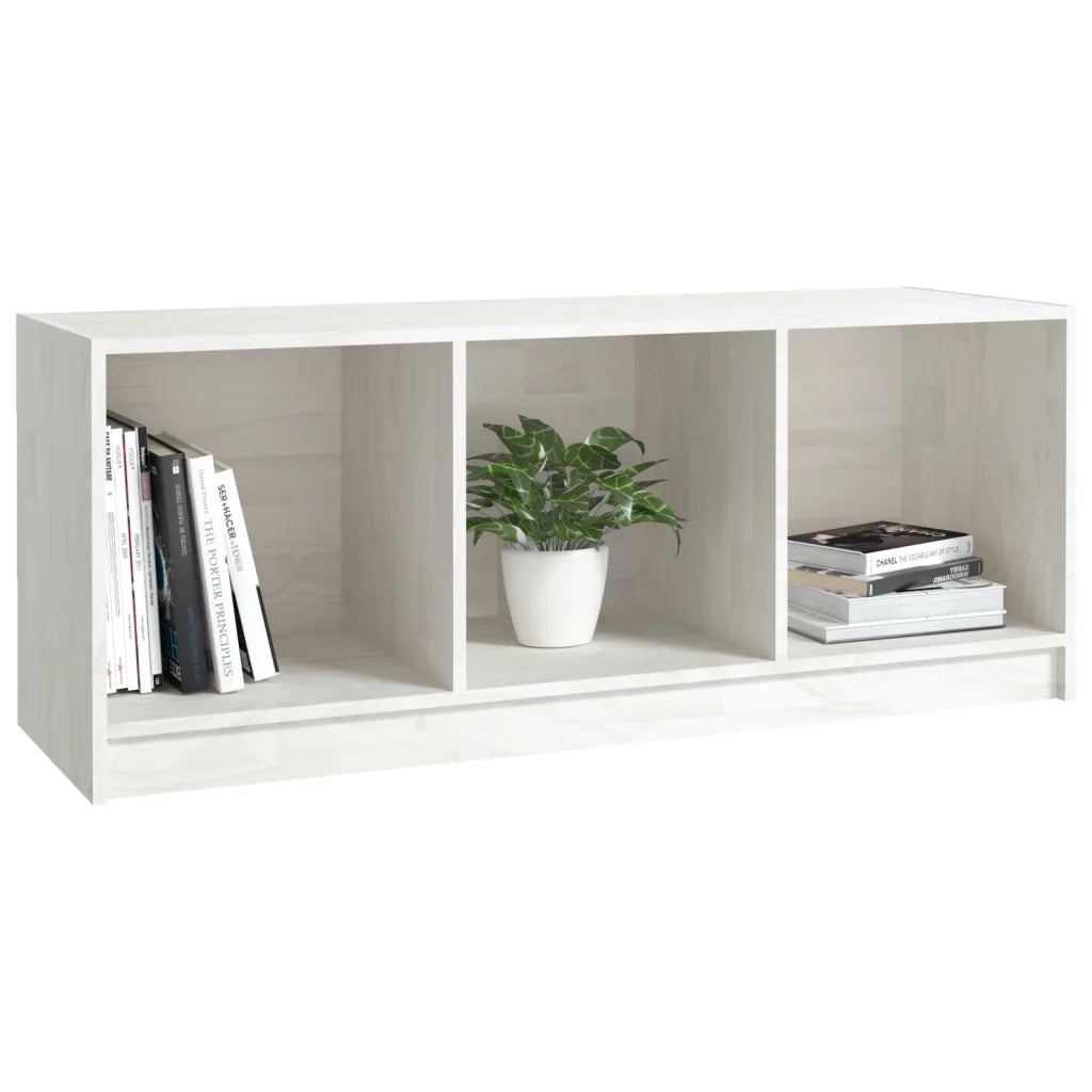 Mobile Porta TV Bianco 104x33x41 cm in Legno Massello di Pino 809961