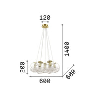 Sospensione Moderna Mapa Metallo Ottone 7 Luci E27