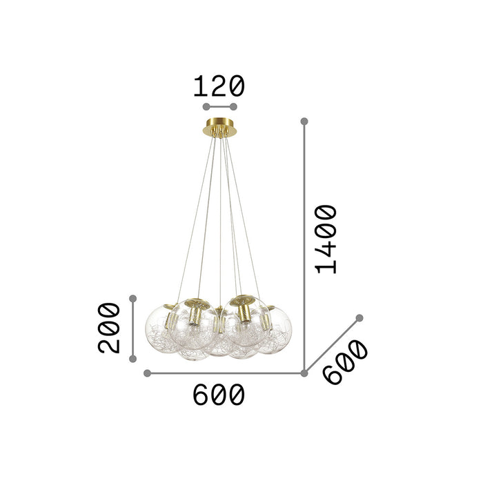 Sospensione Moderna Mapa Metallo Ottone 7 Luci E27