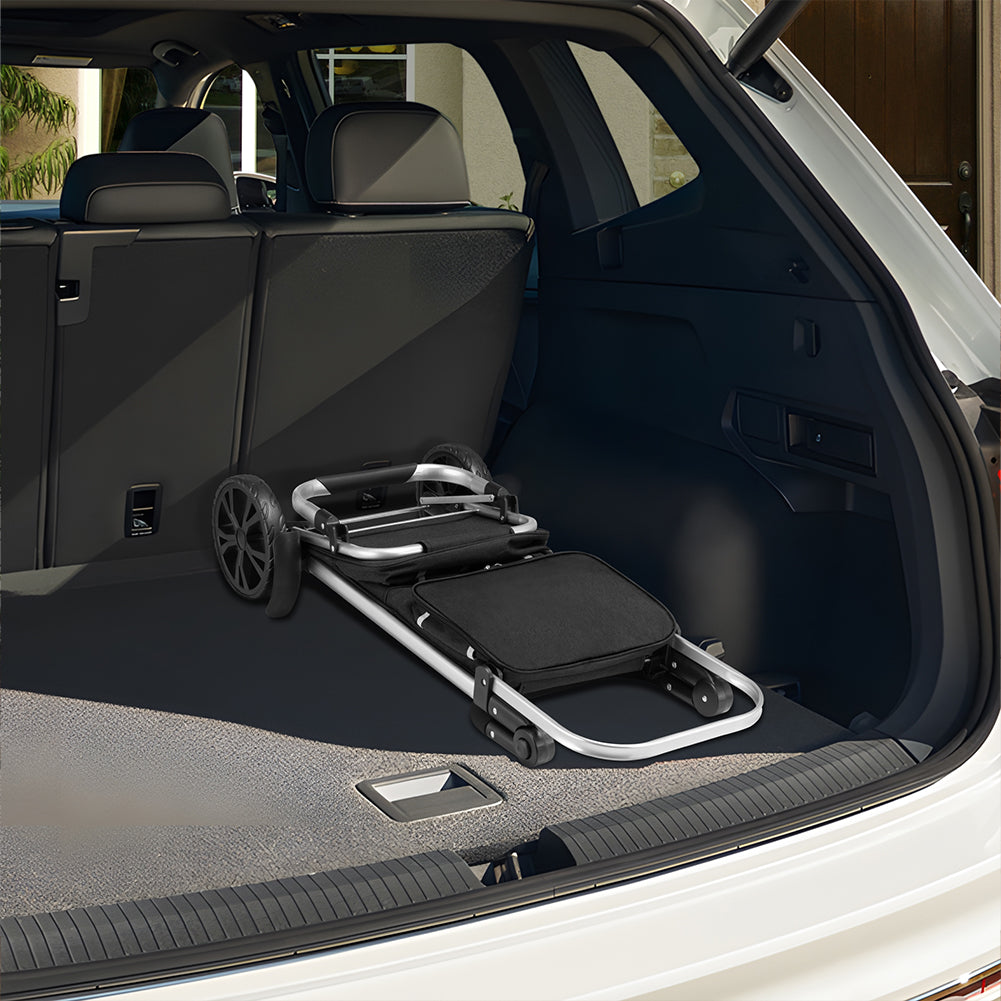 Carrello Spesa Pieghevole 56L Nero Borsa Termica Trolley Portaspesa con Tracolla