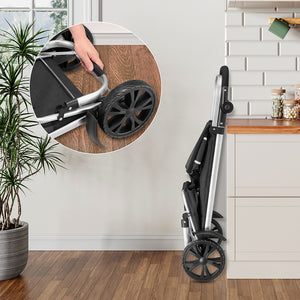 Carrello Spesa Pieghevole 56L Nero Borsa Termica Trolley Portaspesa con Tracolla