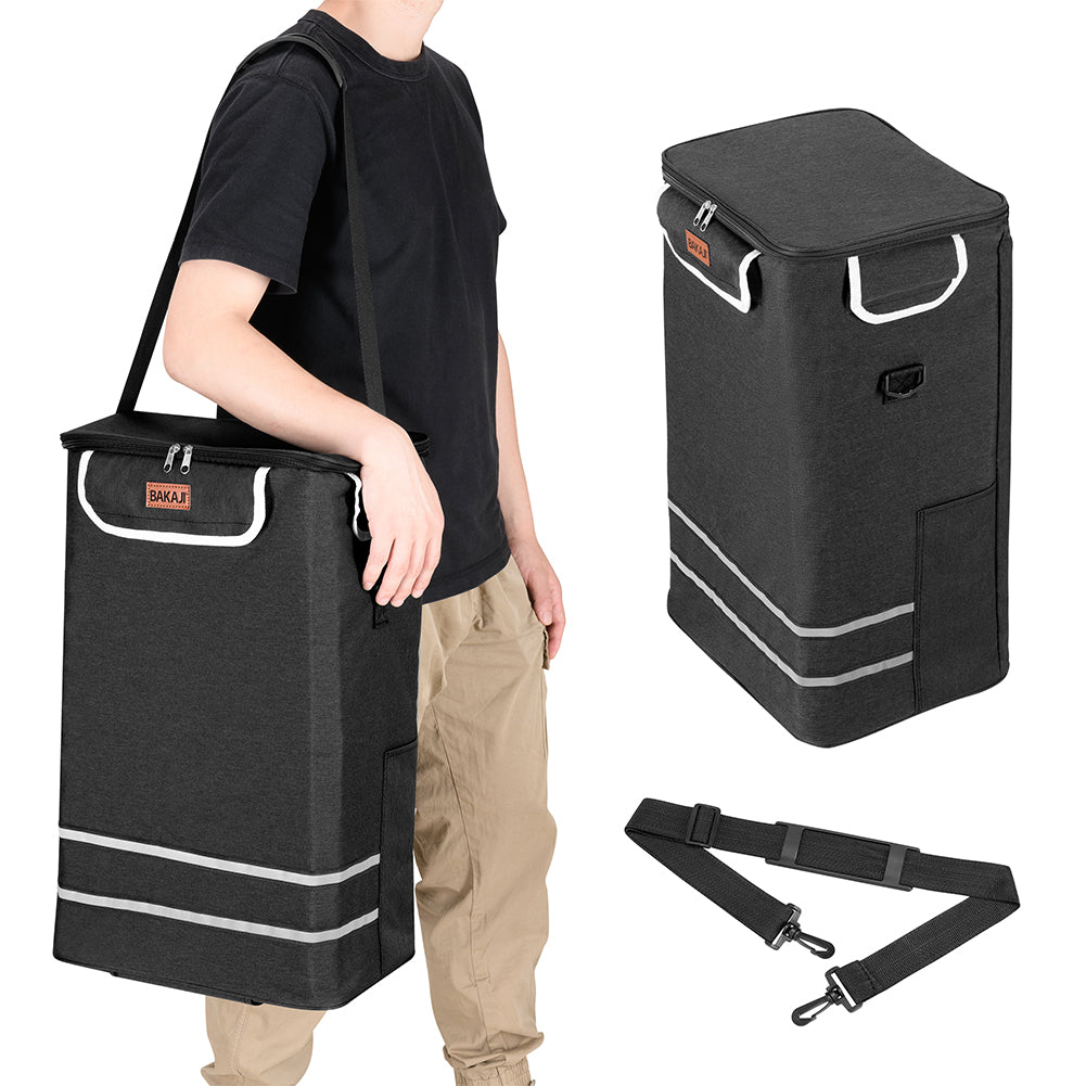 Carrello Spesa Pieghevole 56L Nero Borsa Termica Trolley Portaspesa con Tracolla