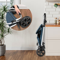Carrello Spesa Pieghevole 56L Blu Borsa Termica Trolley Portaspesa con Tracolla