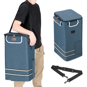 Carrello Spesa Pieghevole 56L Blu Borsa Termica Trolley Portaspesa con Tracolla