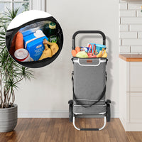 Carrello Spesa Pieghevole 56L Grigio Borsa Termica Trolley Portaspesa e Tracolla