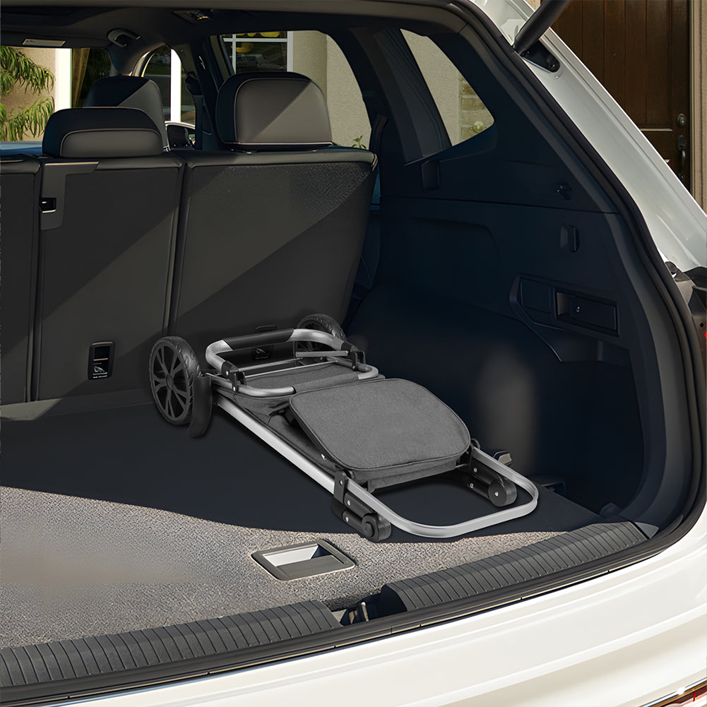 Carrello Spesa Pieghevole 56L Grigio Borsa Termica Trolley Portaspesa e Tracolla