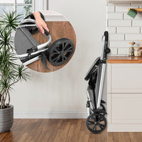 Carrello Spesa Pieghevole 56L Grigio Borsa Termica Trolley Portaspesa e Tracolla