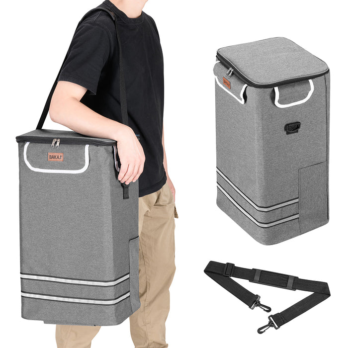 Carrello Spesa Pieghevole 56L Grigio Borsa Termica Trolley Portaspesa e Tracolla