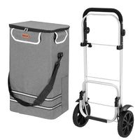 Carrello Spesa Pieghevole 56L Grigio Borsa Termica Trolley Portaspesa e Tracolla