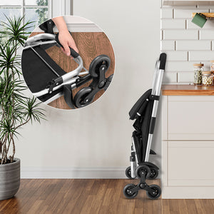 Carrello Spesa Montascale 56L Nero Borsa Termica Trolley Portaspesa con Tracolla