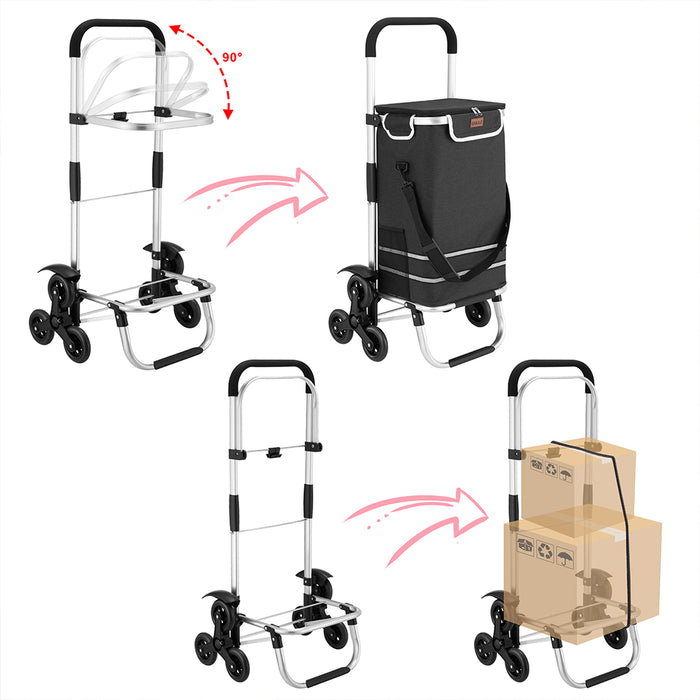 Carrello Spesa Montascale 56L Nero Borsa Termica Trolley Portaspesa con Tracolla