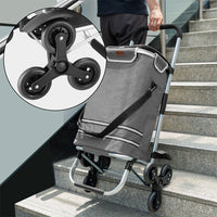 Carrello Spesa Montascale 56L Grigio Borsa Termica Trolley Portaspesa e Tracolla