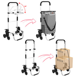 Carrello Spesa Montascale 56L Grigio Borsa Termica Trolley Portaspesa e Tracolla