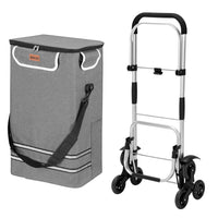 Carrello Spesa Montascale 56L Grigio Borsa Termica Trolley Portaspesa e Tracolla