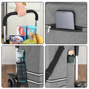 Carrello Spesa Montascale 56L Grigio Borsa Termica Trolley Portaspesa e Tracolla