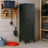 Armadietto Spogliatoio in Metallo con Chiave 1 Anta 3 Scomparti 138x38,5x38,5 Nero