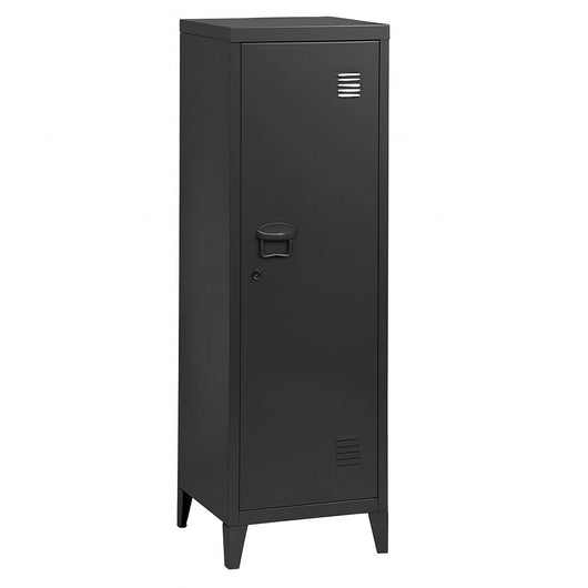 Armadietto Spogliatoio in Metallo con Chiave 1 Anta 3 Scomparti 138x38,5x38,5 Nero