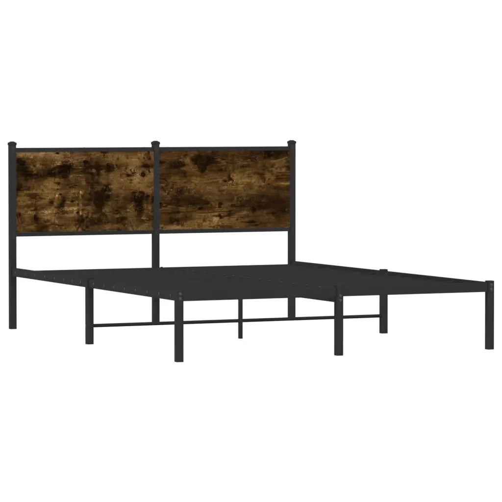 Letto matrimoniale | Letto per adulti | Giroletto senza Materaso in Metallo Rovere Fumo 140x200 cm