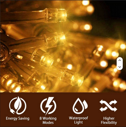 Cascata di Luci LED 4x0,60 Metri per Interni ed Esterni COLORE LED: BIANCO CALDO