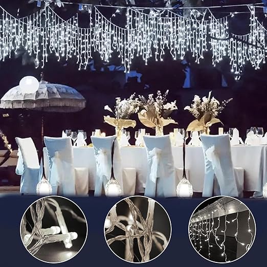 Cascata di Luci LED 4x0,60 Metri per Interni ed Esterni COLORE LED: BIANCO FREDDO