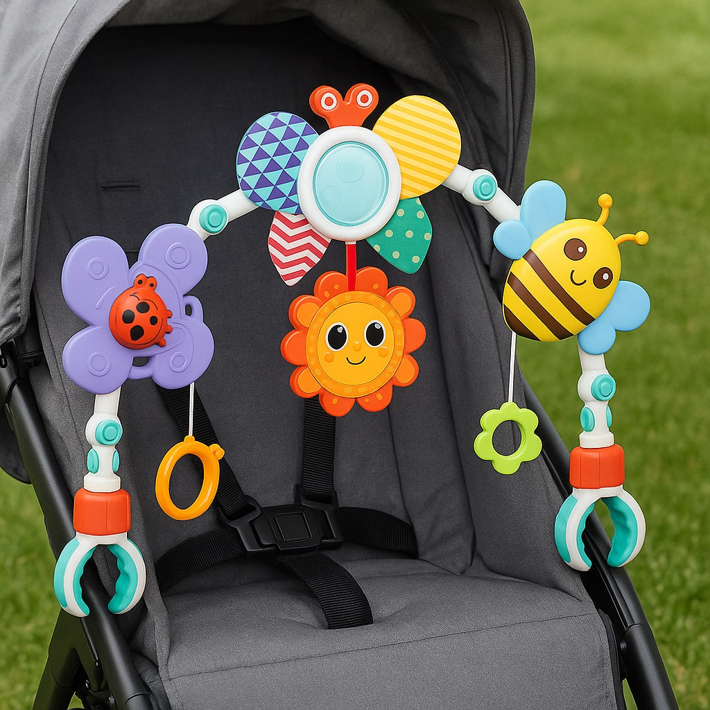 Giostrina Arco per Neonati con Suono e Clip Regolabili Giocattolo Educativo Culla Passeggino