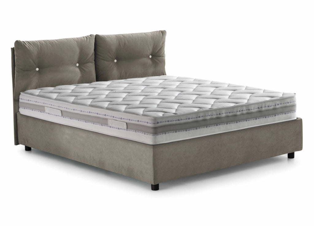 Agamennone, Letto Piazza e Mezza Sfoderabile Made in Italy, Grigio Tortora