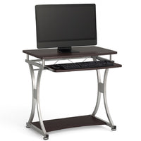 Scrivania Porta PC Tavolo Studio con Porta Tastiera e Ripiani Metallo e Legno Silver Marrone