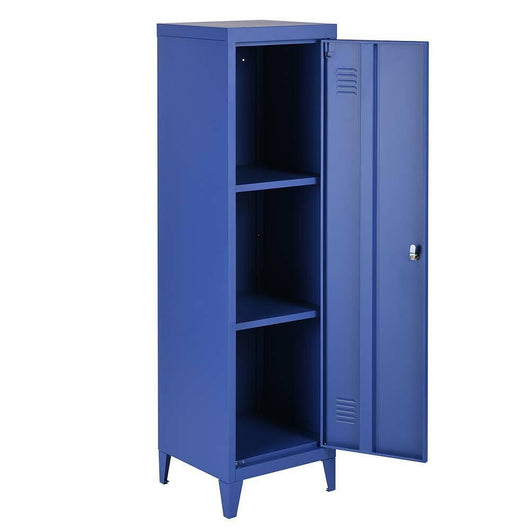 Armadietto Spogliatoio in Metallo con Chiave 1 Anta 3 Scomparti 138x38,5x38,5 Blu