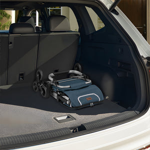 Carrello Spesa Montascale 50L Pieghevole con Borsa Termica Impermeabile 6 Ruote Blu