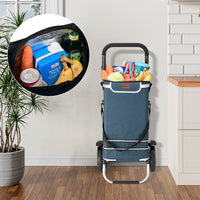 Carrello Spesa Pieghevole 50LT con Borsa Termica Trolley Porta Spesa 2 Ruote Blu