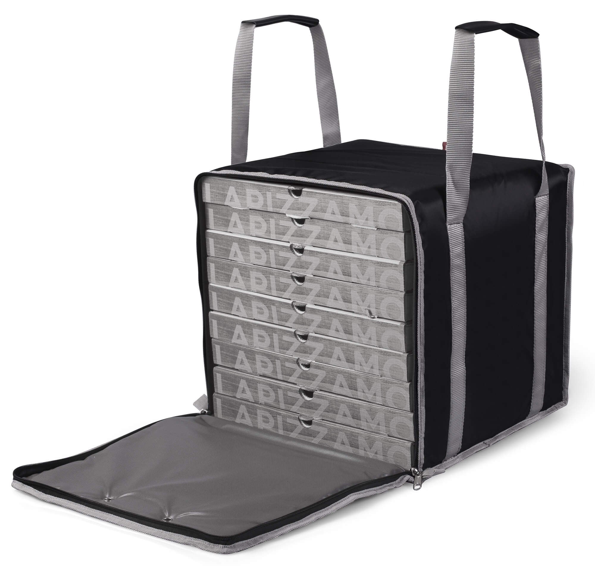 Borsa Termica Porta Pizze da Asporto 8/10 Cartoni Safemi Express 10 Nera e Grigio