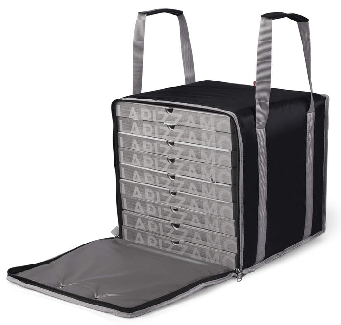 Borsa Termica Porta Pizze da Asporto 8/10 Cartoni Safemi Express 10 Nera e Grigio