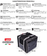 Borsa Termica Porta Pizze da Asporto 8/10 Cartoni Safemi Express 10 Nera e Grigio