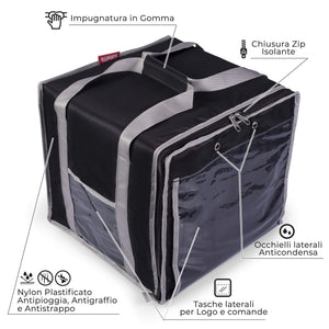 Borsa Termica Porta Pizze da Asporto 8/10 Cartoni Safemi Express 10 Nera e Grigio