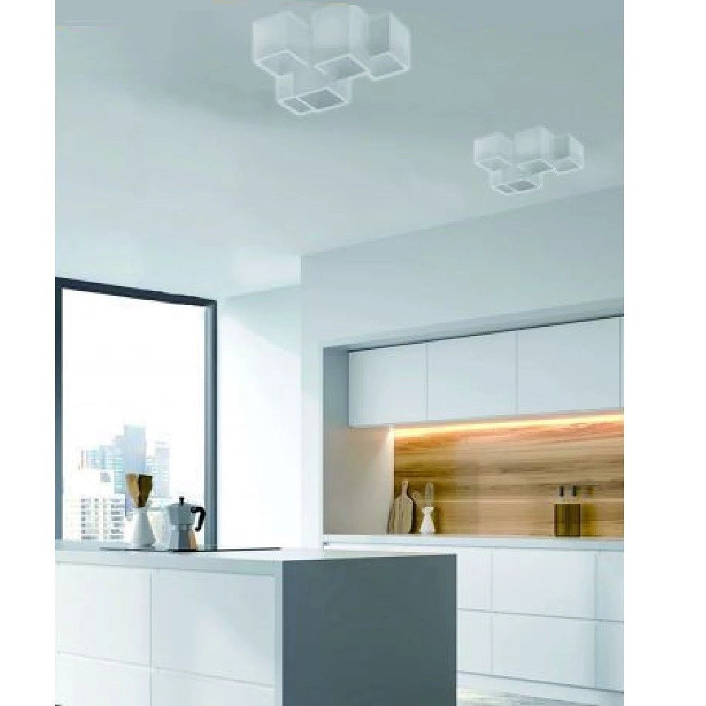Trade Shop - Lampada In Gesso A 5 Cubi Da Soffitto Lampadario Supporto Faretti Gu10 Gs-c06-5 -