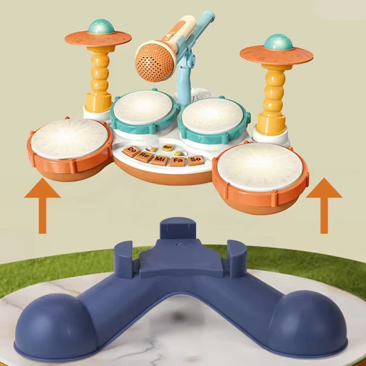 Batteria Giocattolo Luminoso e Microfono per Bambini Tamburo Musicale Idea Regalo