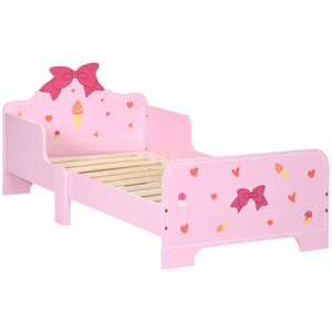 Letto per Bambini con Sponde 143x74x59 cm Fantasia Fiocco Rosa